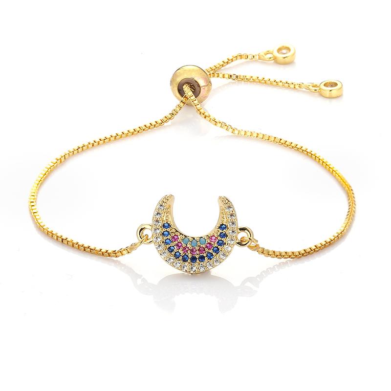 fashion women's rainbow moon bracelets jewelry gold cz colorful zircon bracelet bangle adjustable chain bracelet for women
fashion women's rainbow moon bracelets jewelry gold cz colorful zircon bracelet bangle adjustable chain bracelet for women