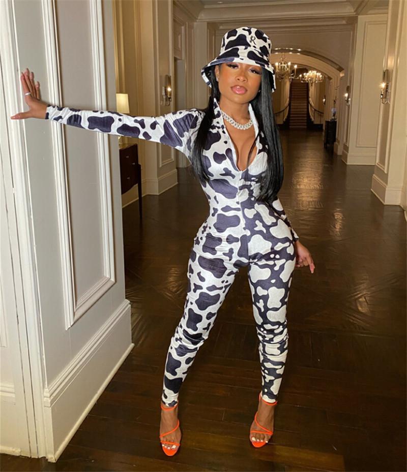 Autumn Cow Print Color Block Sexy Jumpsuits Women Spandex Long Sleeve Bodycon Rompers One Piece Zipper Club Outfits -2XL, Black
Autumn Cow Print Color Block Sexy Jumpsuits Women Spandex Long Sleeve Bodycon Rompers One Piece Zipper Club Outfits -2XL, Black
