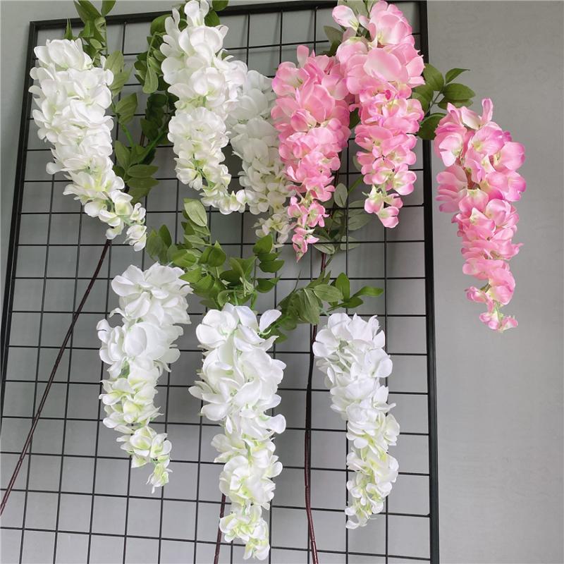 3Forks/ branch Long Wisteria Artificial Flowers with green leaves for Wedding room decor flores artificiales garland decoration, White
3Forks/ branch Long Wisteria Artificial Flowers with green leaves for Wedding room decor flores artificiales garland decoration, White