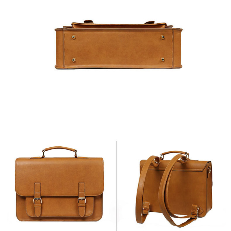 Women British Leather Handbag Business Briefcase Men 13.3" Laptop Bag Schoolbag Male Shoulder Textbook s 220216