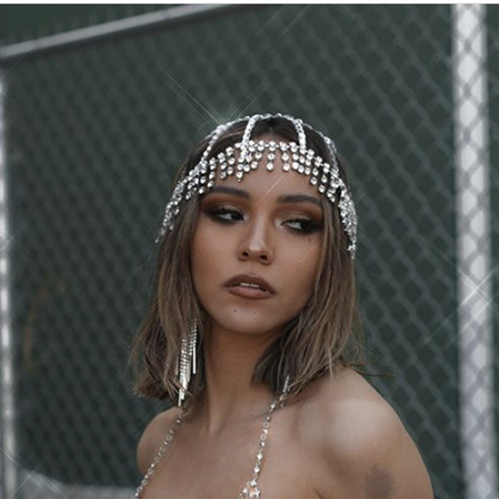 Luxury Full Rhinestone Tassel Bridal Headpiece Headband for Women Handmade Crystal Flapper Cap Head Chain Hair Accessories Gift J0113, Slivery;golden
Luxury Full Rhinestone Tassel Bridal Headpiece Headband for Women Handmade Crystal Flapper Cap Head Chain Hair Accessories Gift J0113, Slivery;golden