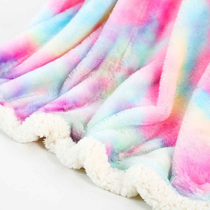New Arrival rainbow Blanket Warm Elegant Cozy With Fluffy Sherpa Throw Blanket Bed Sofa Blankets free shipping