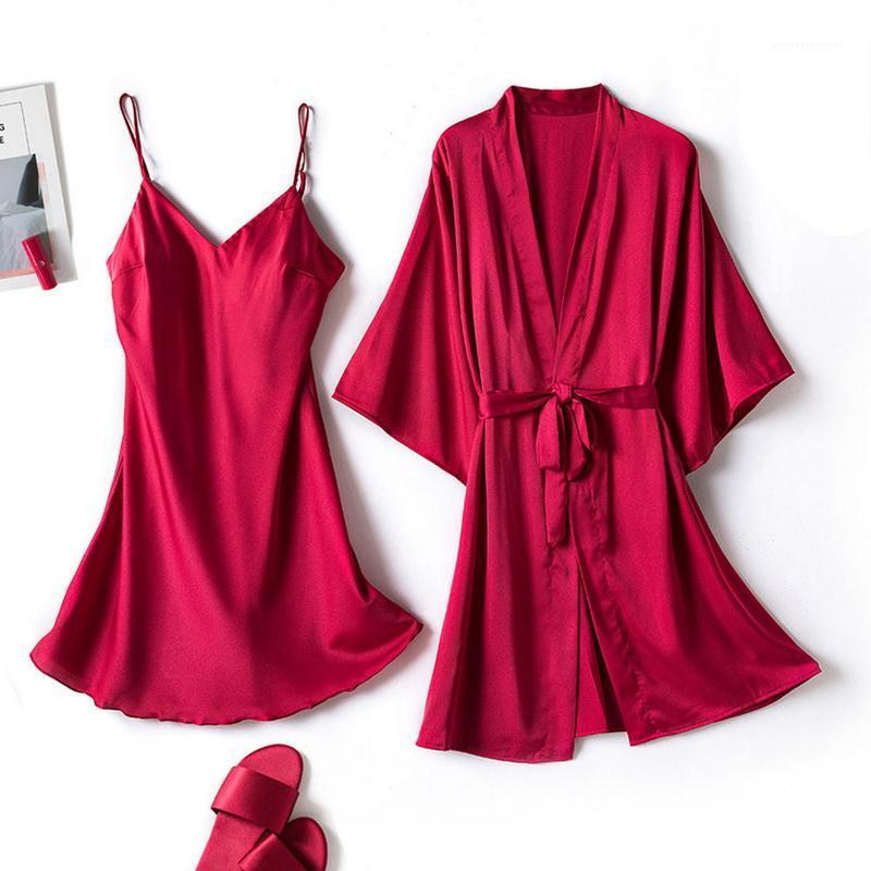 Jodimitty Long Sleeve Women Robe Silk Dressing Gowns Lingerie Set Bathrobe Ladies Summer Autumn Sexy Nightgown Nightdress1, Red
Jodimitty Long Sleeve Women Robe Silk Dressing Gowns Lingerie Set Bathrobe Ladies Summer Autumn Sexy Nightgown Nightdress1, Red
