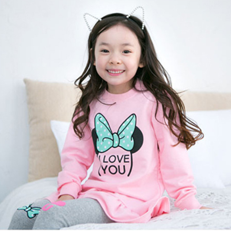 Girls Clothes Cartoon Print Long-sleeved T-shirt Leggings Two-piece Fashion Sportswear 3-8 Y Children Quality Clothing Hot Sale LJ200915