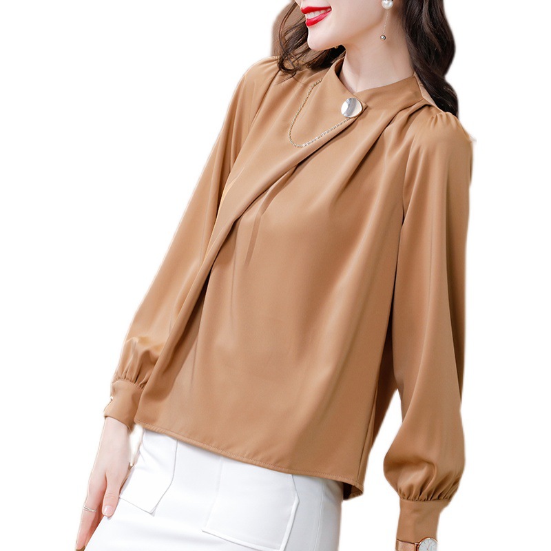 Simple basic round neck long sleeve T-shirt for women Korean version design feeling irregular fold wear loose bottom shirt 5333, White
Simple basic round neck long sleeve T-shirt for women Korean version design feeling irregular fold wear loose bottom shirt 5333, White