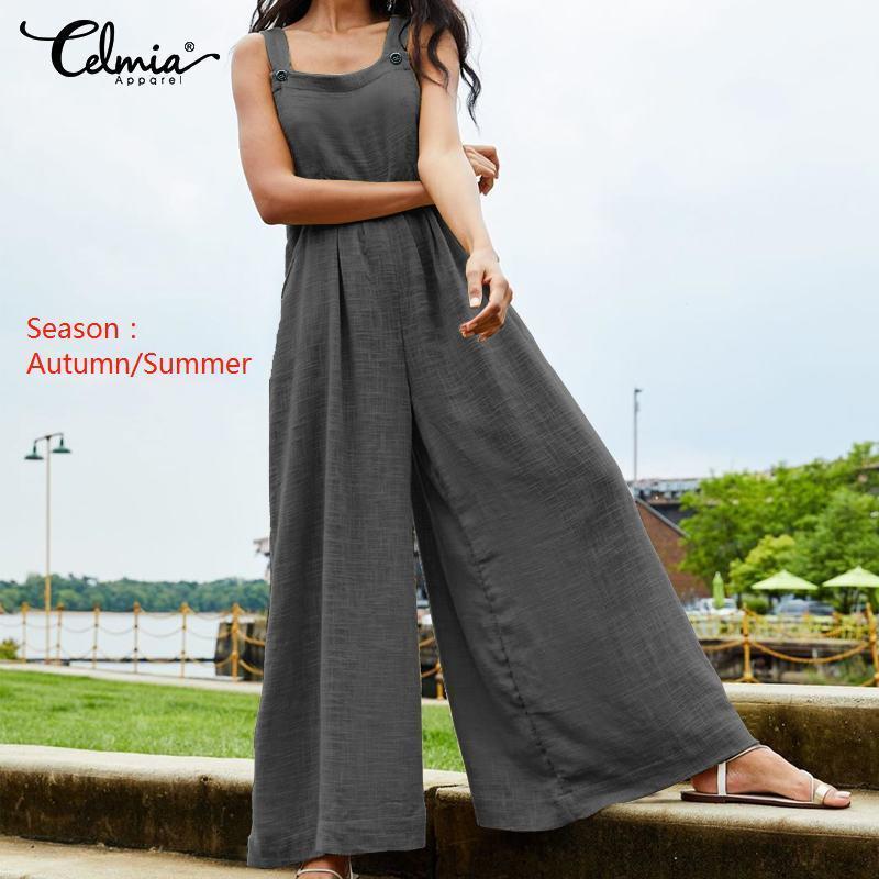 Oversized Women Wide Leg Pants Celmia 2020 Summer Retro Jumpsuits Sleeveless Straps Overalls Female Casual Loose Solid Rompers1, Black
Oversized Women Wide Leg Pants Celmia 2020 Summer Retro Jumpsuits Sleeveless Straps Overalls Female Casual Loose Solid Rompers1, Black