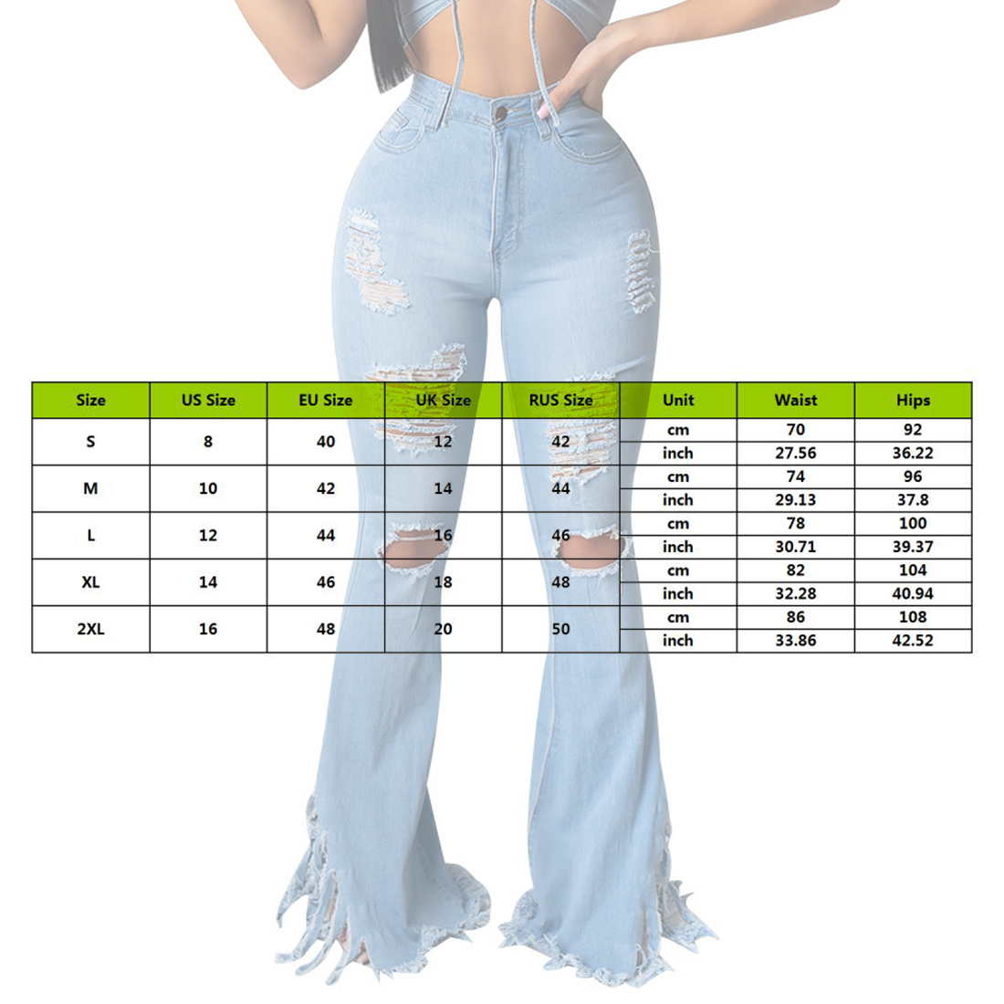 Muyogrt Women Flare Jeans High Waist Fringe Denim Skinny Pants Woman Stretch Jeans Female Wide Leg Jeans Bell Bottoms Clothes 201012