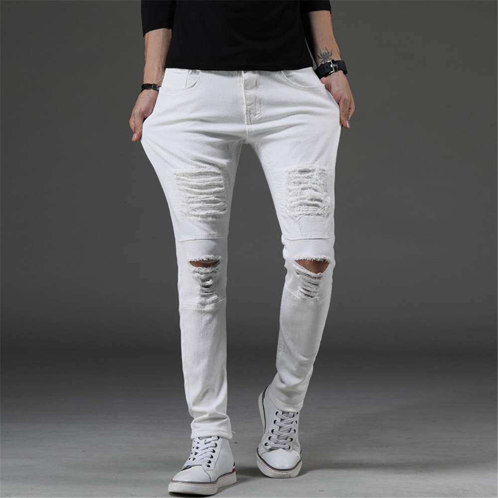 2021 New Style of Ripped Black Korean Jeans Thin Denim Male Fashion High Quality Pencil Pants DQDS, White
2021 New Style of Ripped Black Korean Jeans Thin Denim Male Fashion High Quality Pencil Pants DQDS, White