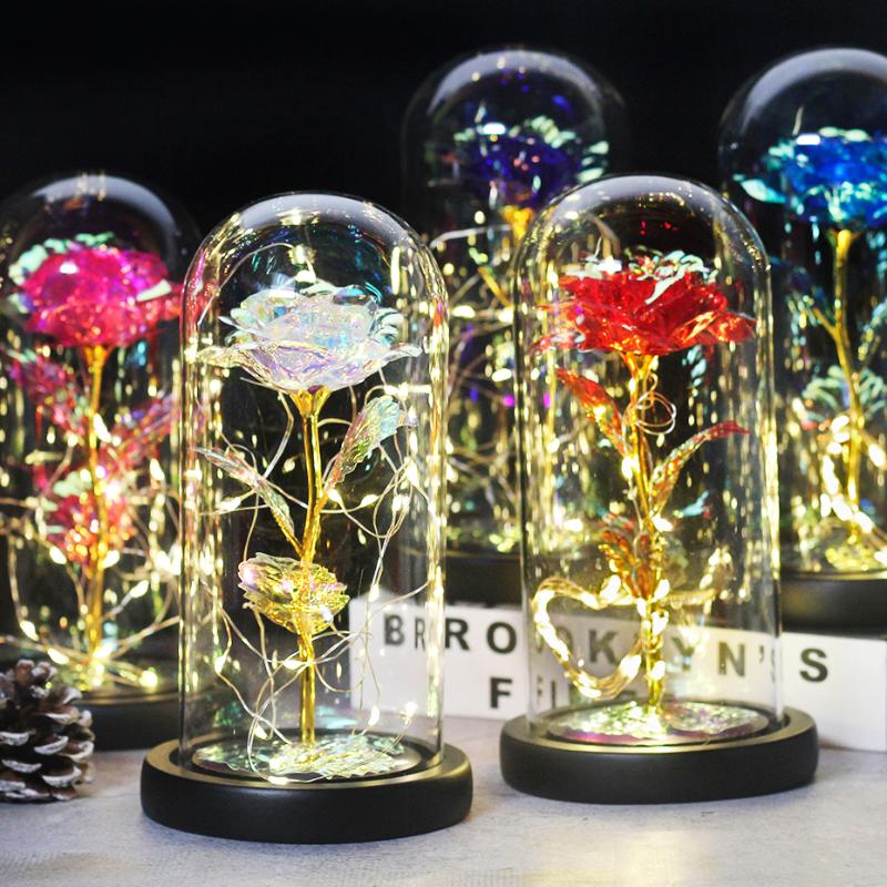 New LED Enchanted Galaxy Rose Eternal 24K Gold Foil Flower With Fairy String Lights In Dome For Christmas Valentine's Day Gift, Type08
New LED Enchanted Galaxy Rose Eternal 24K Gold Foil Flower With Fairy String Lights In Dome For Christmas Valentine's Day Gift, Type08