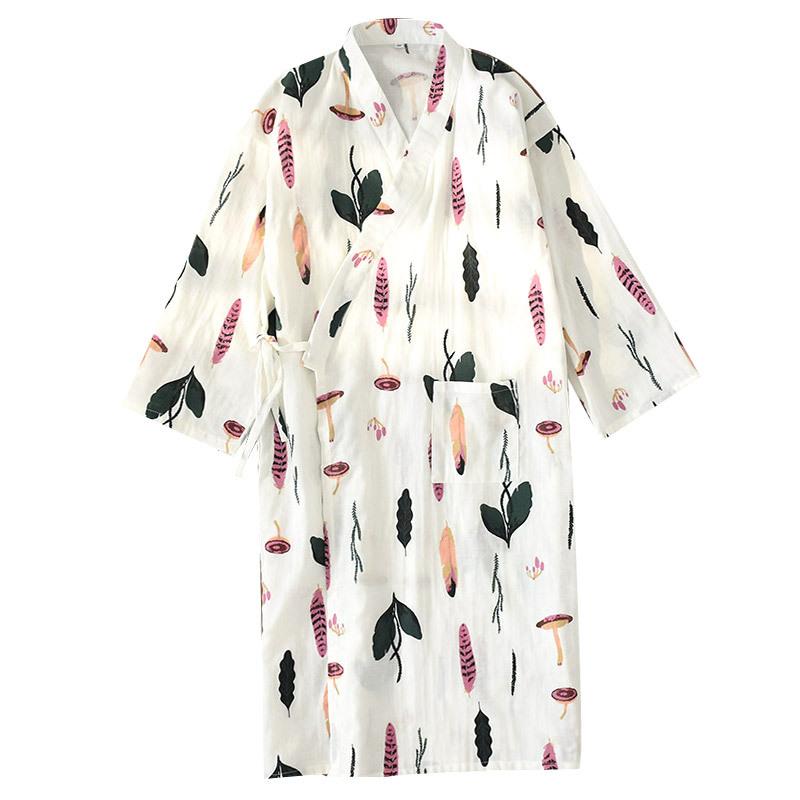 Summer 100% Cotton Gauze Kimono Bathrobe Nightie Full-length Japanese Sleepover Cute Bathrobe Knitted Womens Robe Dressing Gown, White
Summer 100% Cotton Gauze Kimono Bathrobe Nightie Full-length Japanese Sleepover Cute Bathrobe Knitted Womens Robe Dressing Gown, White