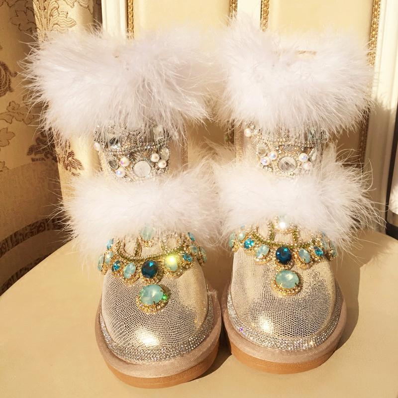 Winter Original Handmade Genuine Leather Mid Calf Boots Rhinestone Sequins Ostrich Hair Bling Snow Boots Women Warm Cotton Shoes1, Light golden
Winter Original Handmade Genuine Leather Mid Calf Boots Rhinestone Sequins Ostrich Hair Bling Snow Boots Women Warm Cotton Shoes1, Light golden