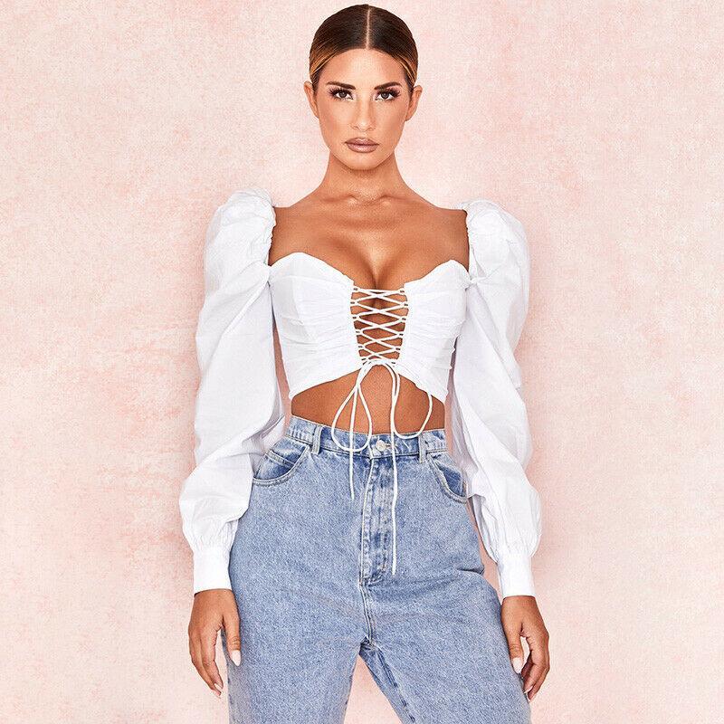 Fashion Women' tank top Sexy Strapless Solid front Bandage Cross Up Long Sleeve Short Tank Tops hot girl Vest Cropped Feminino1, As pic
Fashion Women' tank top Sexy Strapless Solid front Bandage Cross Up Long Sleeve Short Tank Tops hot girl Vest Cropped Feminino1, As pic