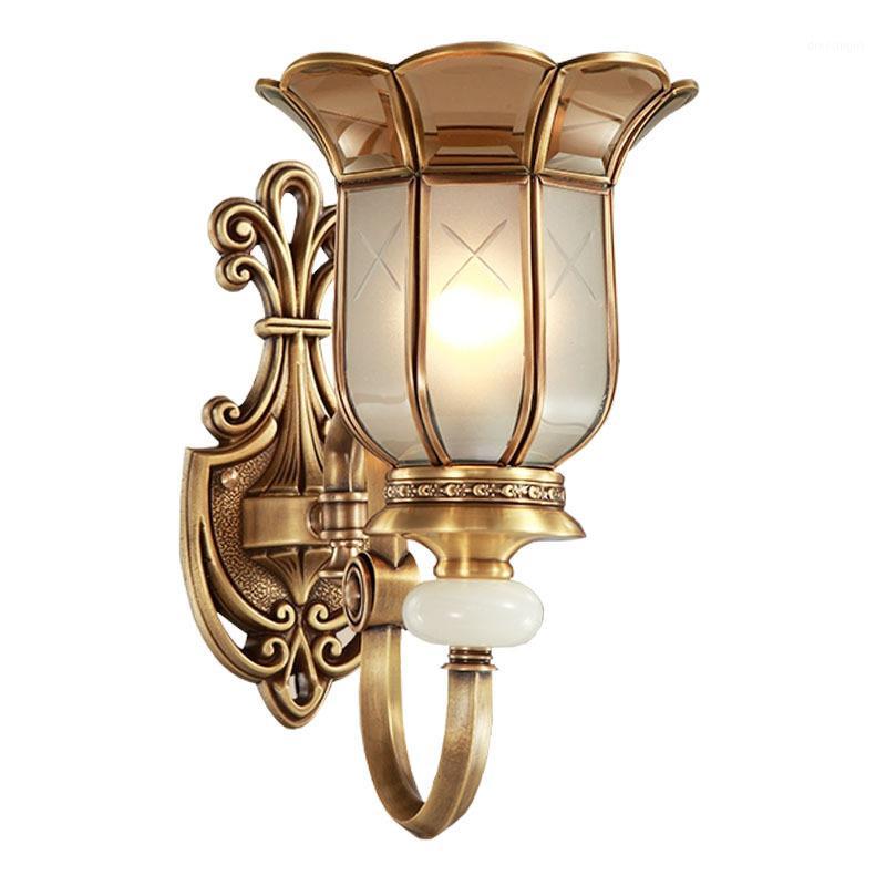 contracted corridor lamp of the head of a bed bedroom lamp glass lampshade French court full copper wall Q0071
contracted corridor lamp of the head of a bed bedroom lamp glass lampshade French court full copper wall Q0071