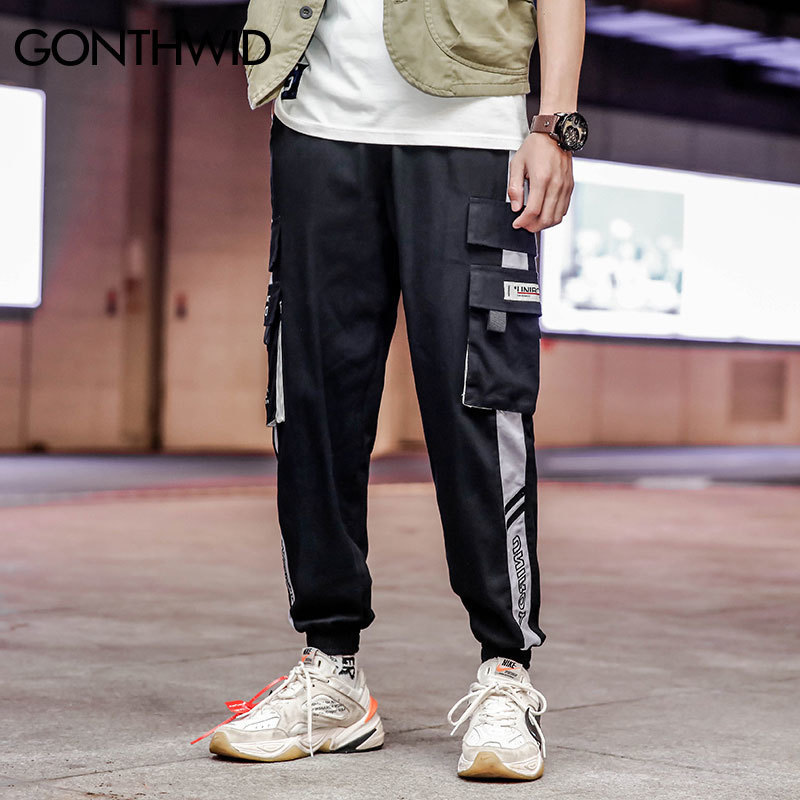 GONTHWID Color Block Cargo Harem Joggers Track Pants Hip Hop Casual Baggy Sweatpants Streetwear Fashion Hipster Pants Trousers 201126