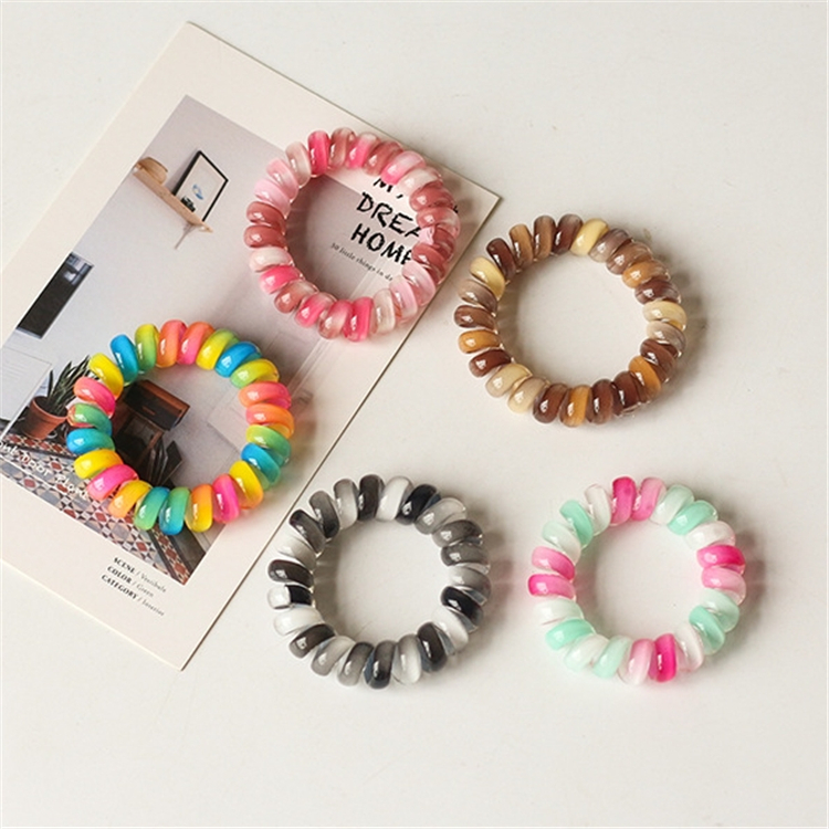 Children's hair tie 8 color Telephone Wire hairband colorful Ponytail Holder Elastic Phone Cord Line hair tie hair accessories kid gift
