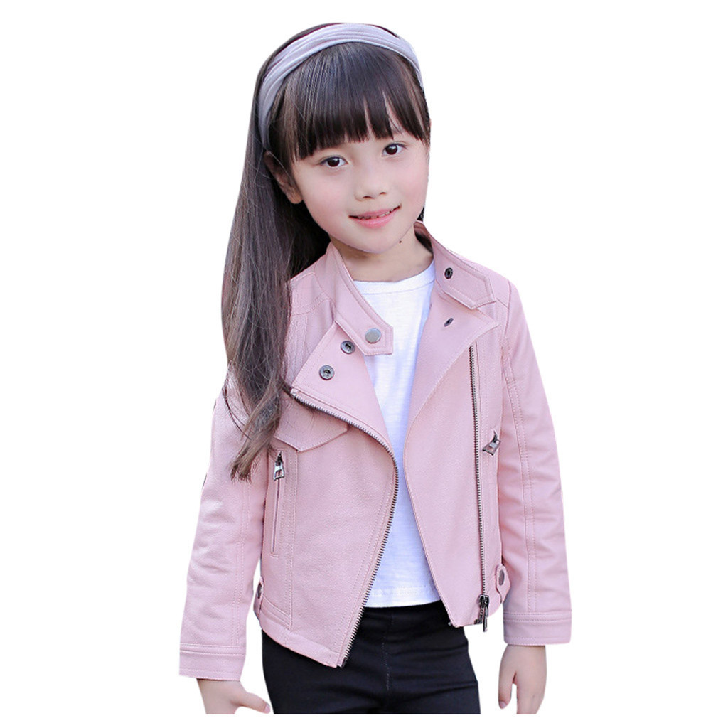 Boys and girls autumn and winter long sleeve jackets Toddler kids PU leather jacket Fashion children's jacket zipper coat#LR2 201126