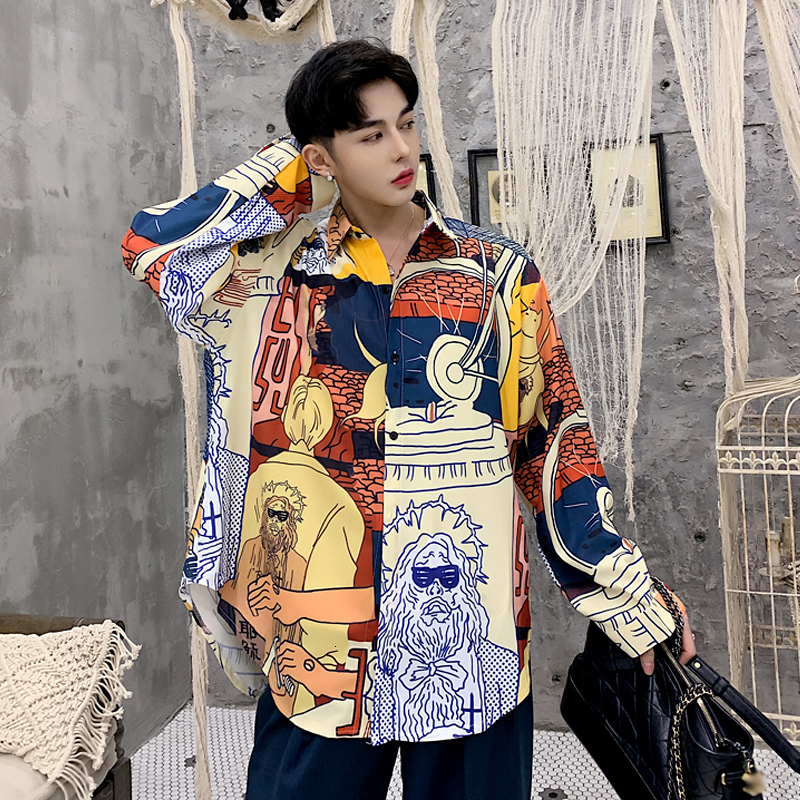 2021 New Spring Designer Graffiti Summarizes Printing Loose Fashion Shirt From Vintage Long-sleeve Men's Shirts of . V82G, 11
2021 New Spring Designer Graffiti Summarizes Printing Loose Fashion Shirt From Vintage Long-sleeve Men's Shirts of . V82G, 11