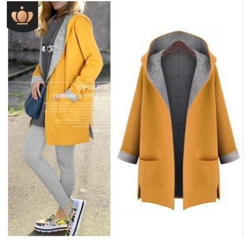 Mujer Invierno Autumn Plus size Loose Coat Womens Long Coats Korean Styl Lady Jacket Abrigos Mujer Elegante L-5XL 201028