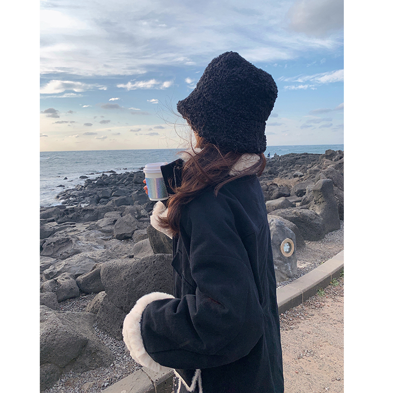 MISHOW Atumn Winter Lambswool Long Sleeve Cottin Coat Women Causal zipper Black Jacket Tops MX19D8246 201027
