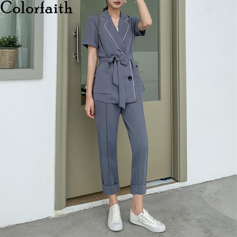 Colorfaith 2020 New Summer Woman Sets 2 Piece Ankle-Length Pants High Elastic Waist Casual Double Breasted Sashes Suit WS12581, Blue
Colorfaith 2020 New Summer Woman Sets 2 Piece Ankle-Length Pants High Elastic Waist Casual Double Breasted Sashes Suit WS12581, Blue