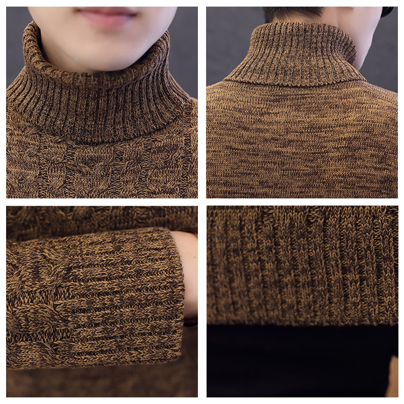 Men Turtleneck Sweater Winter Warm Knitted Mens Sweater Slim Solid Black High Neck Pullover Sweater Hombre Men's Clothing 201125