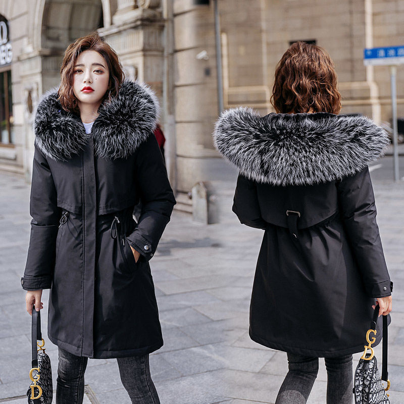 5XL 6XL Plus size Women Down Parkas Winter Warm Fur Liner Female Outerwear Thicken Long Cotton Padded Jackets Winter Coat Woman 201017