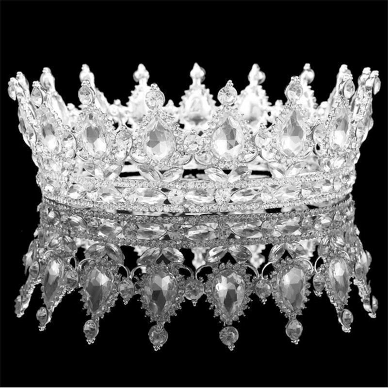 Vintage Baroque Queen King Bride Tiara Crown For Women Headdress Prom Bridal Wedding Tiaras and Crowns Hair Jewelry Accessories T200108