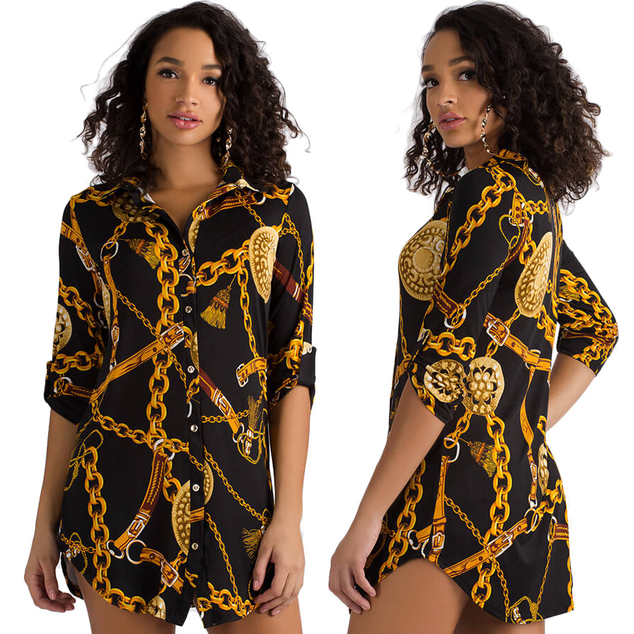 Womens Clothing Fashion Chain Pattern Print Blouses Contrast Color Women Shirts Sashes Lady Shirt Dresses Ins Trendy Tops Plus Size, White
Womens Clothing Fashion Chain Pattern Print Blouses Contrast Color Women Shirts Sashes Lady Shirt Dresses Ins Trendy Tops Plus Size, White