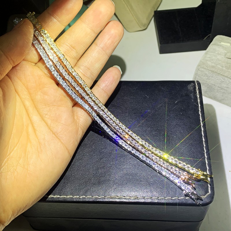 Choucong 2021 New Arrival Sparkling Jewelry Sterling Sier&Gold Fill Popular Princess White Topaz Women Wedding Bracelet Gift