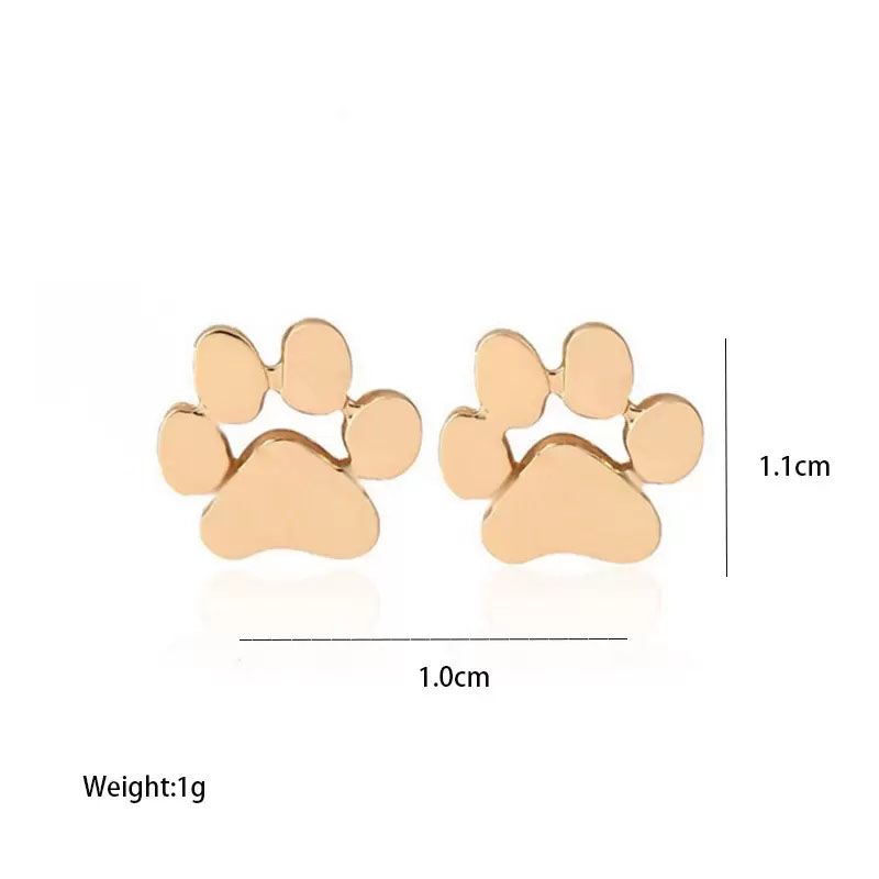Puppy Dog Cat Paw Print Stud Earrings for Women Teen Girls Jewelry Gift Silver Gold Animal Foot Earring Wholesale Price