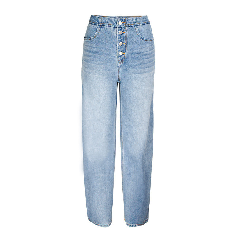 New clothing in Europe and the loose leisure wide legged pants of height of tall waist straight mopping the cowboy pants 201105
