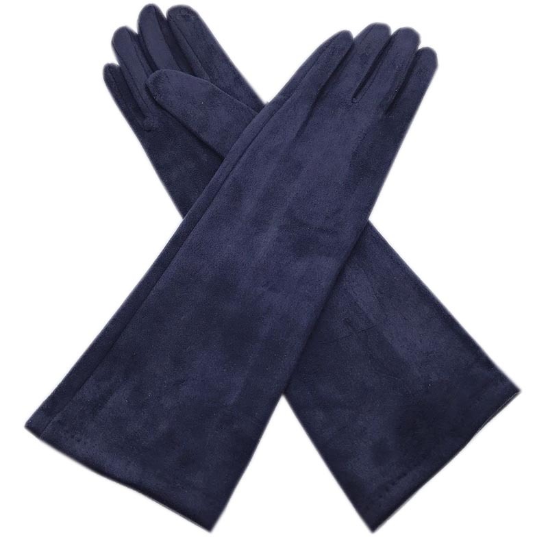 Winter ladies long suede fashion suede glove touch screen thick black gray beige dark blue brown light gray red composite suede 201021