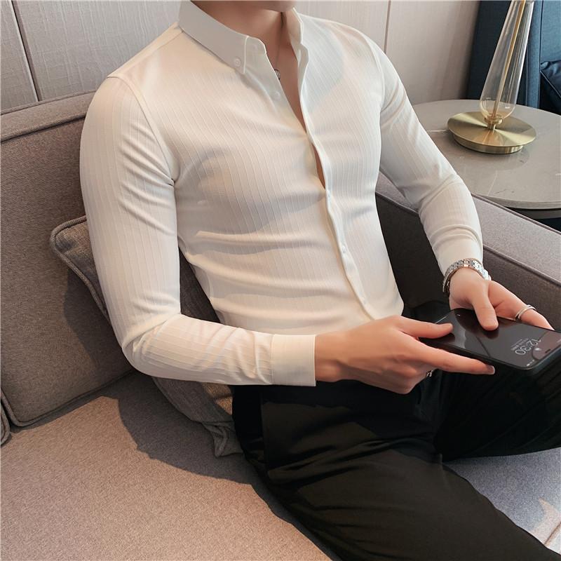 High Quality Gentlemen Business Formal Wear Striped Shirts for Men Clothing 2021 Simple Slim Fit Long Sleeve Casual Blouse Homme, White;black
High Quality Gentlemen Business Formal Wear Striped Shirts for Men Clothing 2021 Simple Slim Fit Long Sleeve Casual Blouse Homme, White;black