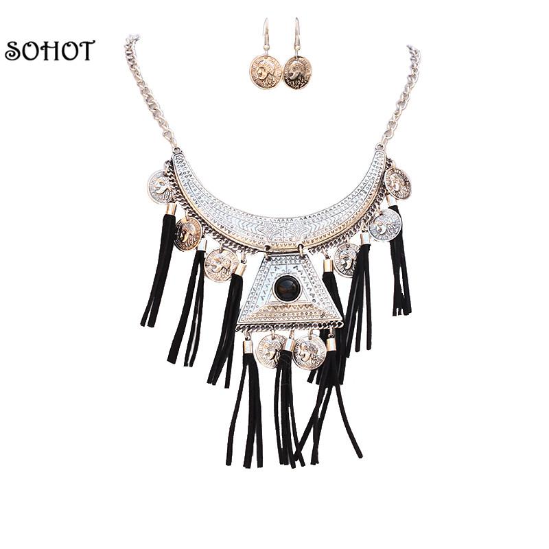 SOHOT Fashion Bohemia Handmde Vintage Silver Color Statement New Tassel Necklace Earrings Gifts for Women Jewelry Set, As pic
SOHOT Fashion Bohemia Handmde Vintage Silver Color Statement New Tassel Necklace Earrings Gifts for Women Jewelry Set, As pic