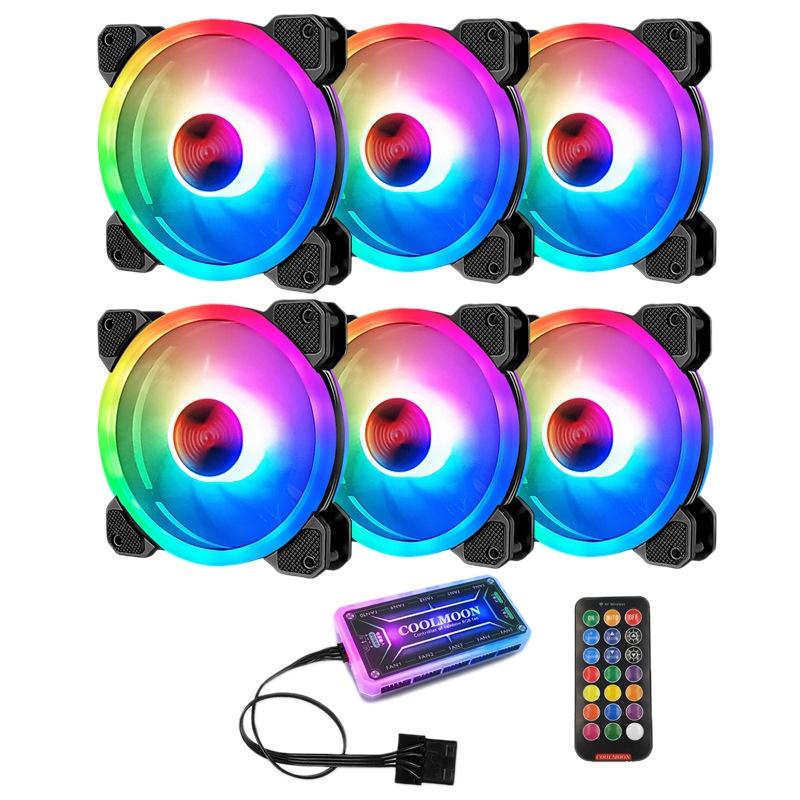 COOLMOON for Ray II Chassis Fan Computer Internal and External Dual Aperture Luminous Fan 120mm RGB Color 6 Packs
COOLMOON for Ray II Chassis Fan Computer Internal and External Dual Aperture Luminous Fan 120mm RGB Color 6 Packs