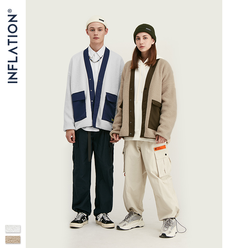 INFLATION Polar Fleece Men Winter Jacket Thick Men Coat 2019 Street Loose Fit Polar Fleece Men Jacket chaqueta hombre 9737W T200502
