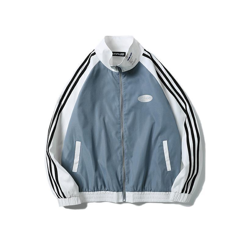 2021 New Autumn Patchwork Zipper Bomber Jacket Men Striped Retro Baseball Uniform Loose Casual Sports Harajuku Streetwear, Blue
2021 New Autumn Patchwork Zipper Bomber Jacket Men Striped Retro Baseball Uniform Loose Casual Sports Harajuku Streetwear, Blue
