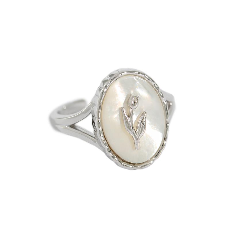 SHANICE Cool Punk S925 sterling silver ring ins temperament tulip shell geometric oval ring female open
SHANICE Cool Punk S925 sterling silver ring ins temperament tulip shell geometric oval ring female open