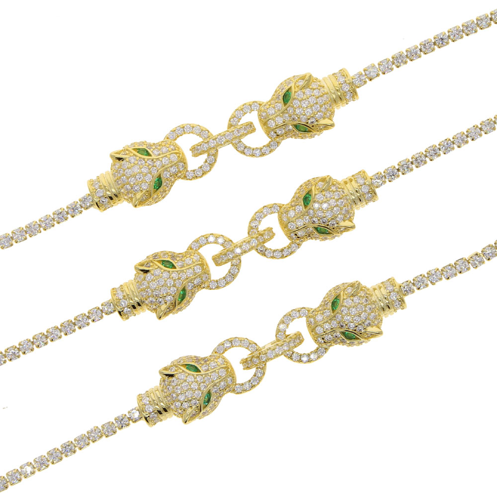 Iced out Hip hop bling micro pave cz women jewelry Fox Animal Bracelet Zirconia Jewelry Gold Color Tennis Bracelets Drop Shipping 15+4cm