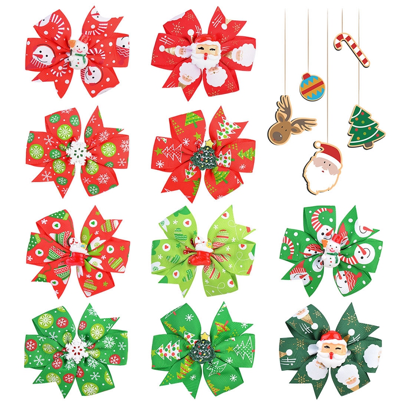 Christmas Hair Bows Baby Hair Clips Girls Party Barrettes Xmas Tree Santa Claus Hairpins Boutique Children Hair Accessories M3003