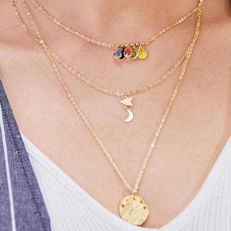 New Elegant Necklace Rhinestone Crystal Stars Moon Pendant Multilayer Necklace Fashion Jewelry Wholesale
New Elegant Necklace Rhinestone Crystal Stars Moon Pendant Multilayer Necklace Fashion Jewelry Wholesale