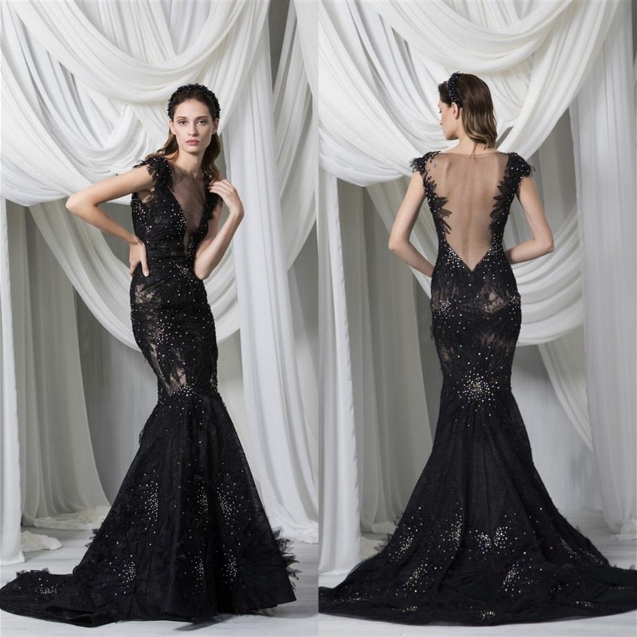 New Arrival Black Evening Dresses Lace Appliques Beads Prom Gowns Custom Made Backless Sweep Train Mermaid Special Occasion Dress, Green
New Arrival Black Evening Dresses Lace Appliques Beads Prom Gowns Custom Made Backless Sweep Train Mermaid Special Occasion Dress, Green