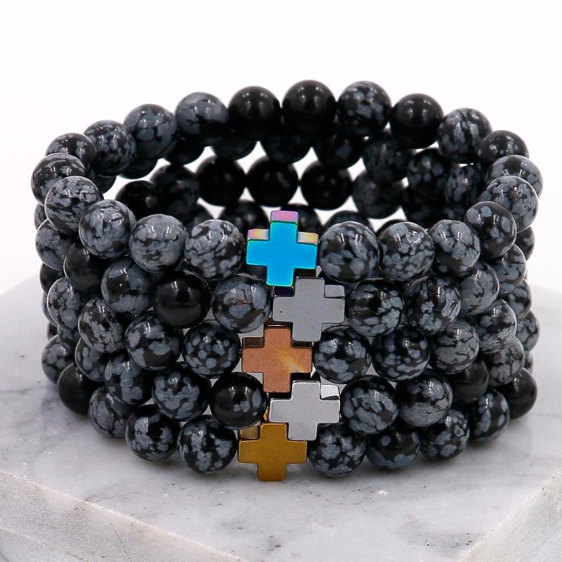 Natural Stones New Arrival! CROSS Hematite Beads With Snowflakes Elastic Bracelet for Mens Gift Stretch Charm Mala Jewelry
Natural Stones New Arrival! CROSS Hematite Beads With Snowflakes Elastic Bracelet for Mens Gift Stretch Charm Mala Jewelry