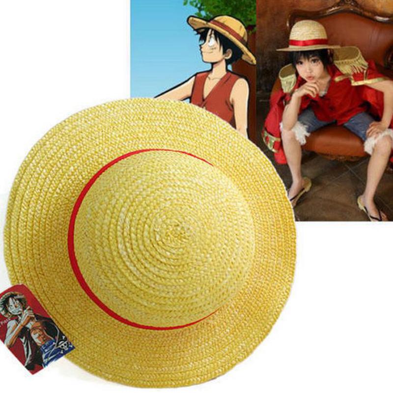 Anime One Piece Luffy Anime Cosplay Straw Boater Beach Hat Cap Halloween Sun Hat