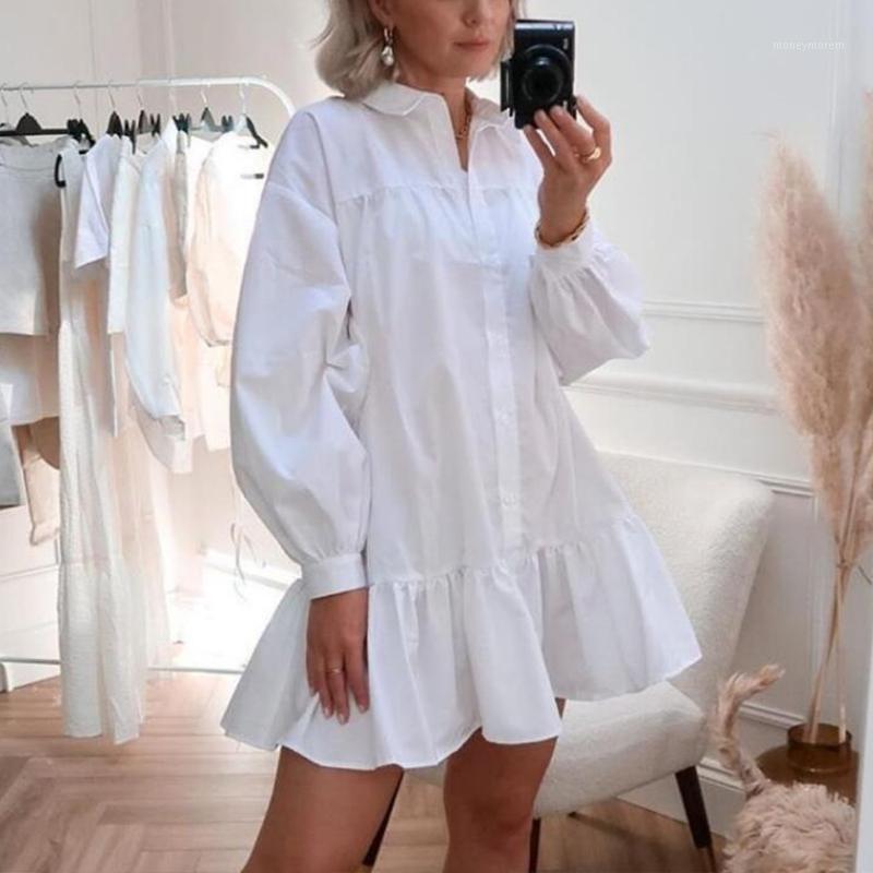 Winter Women' Autumn Solid Turn-down Collar Dress Splice Mini Shirt Casual Loose Long Sleeve Single Breasted Ruffle Hem Dresses1, Wd675wh
Winter Women' Autumn Solid Turn-down Collar Dress Splice Mini Shirt Casual Loose Long Sleeve Single Breasted Ruffle Hem Dresses1, Wd675wh