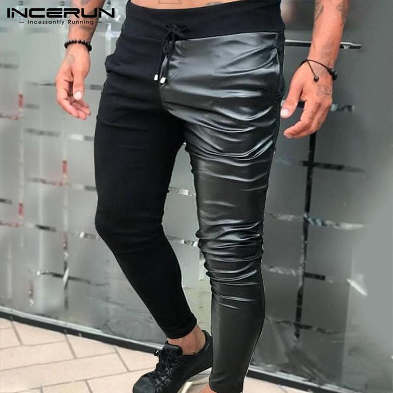 Men Pants Drawstring PU Leather Patchwork Party Nightclub Trousers Male Joggers Skinny Fashion Casual Chic Pants, Black
Men Pants Drawstring PU Leather Patchwork Party Nightclub Trousers Male Joggers Skinny Fashion Casual Chic Pants, Black