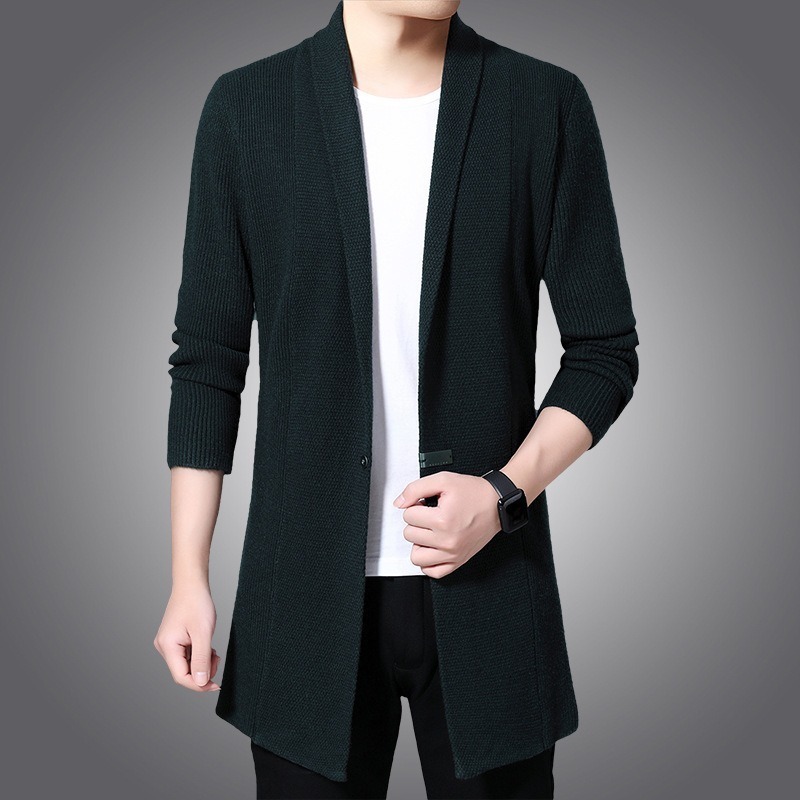 Cardigan Sweater Men Autumn X-long Knit Sweater Jackets Fahison Single Button Knitted Sweatercoat Mens Causal Cardigan Sweater 201022