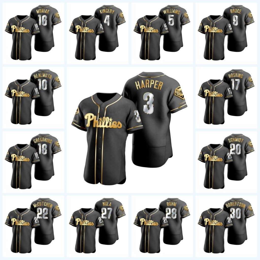 3 Harper 2020 Black Golden Edition Jersey Rhys Hoskins Mike Schmidt Odubel Herrera Zack Wheeler Hector Neris Phillies Nick Aaron Nola, Men size: s-3xl
3 Harper 2020 Black Golden Edition Jersey Rhys Hoskins Mike Schmidt Odubel Herrera Zack Wheeler Hector Neris Phillies Nick Aaron Nola, Men size: s-3xl