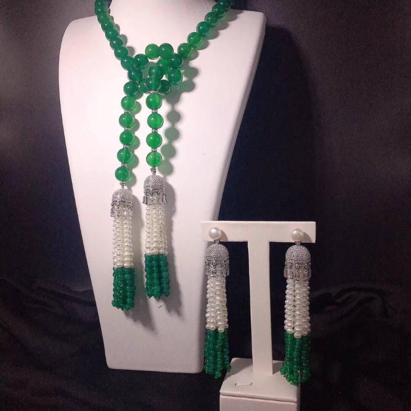 Chains White Pearl And Green Jade Round Tassel Necklace Earrings Wholesale Beads Nature FPPJ Woman
Chains White Pearl And Green Jade Round Tassel Necklace Earrings Wholesale Beads Nature FPPJ Woman