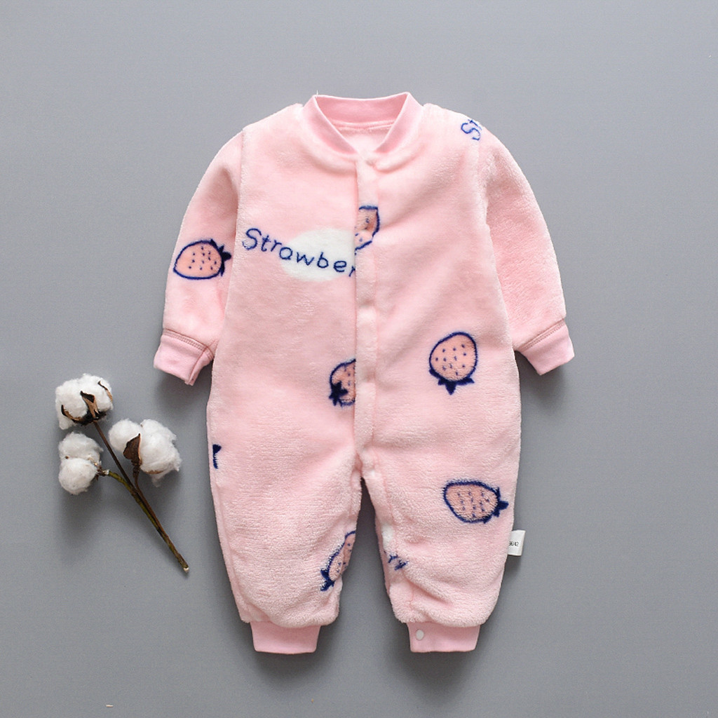 Baby Cartoon Dinosaur Winter Clothing Newborn Girl Boy Rompers Fleece Warm Romper Jumpsuit Soft Pajamas 3-18M 201028
